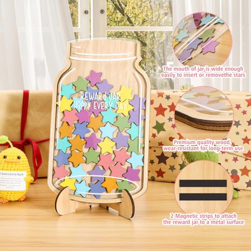 Magnetic Reward Jar, Star Jar Reward System for Kids, Behavior Management Classroom Board Tools, Reward Chart for Kids Students at Home Classroom